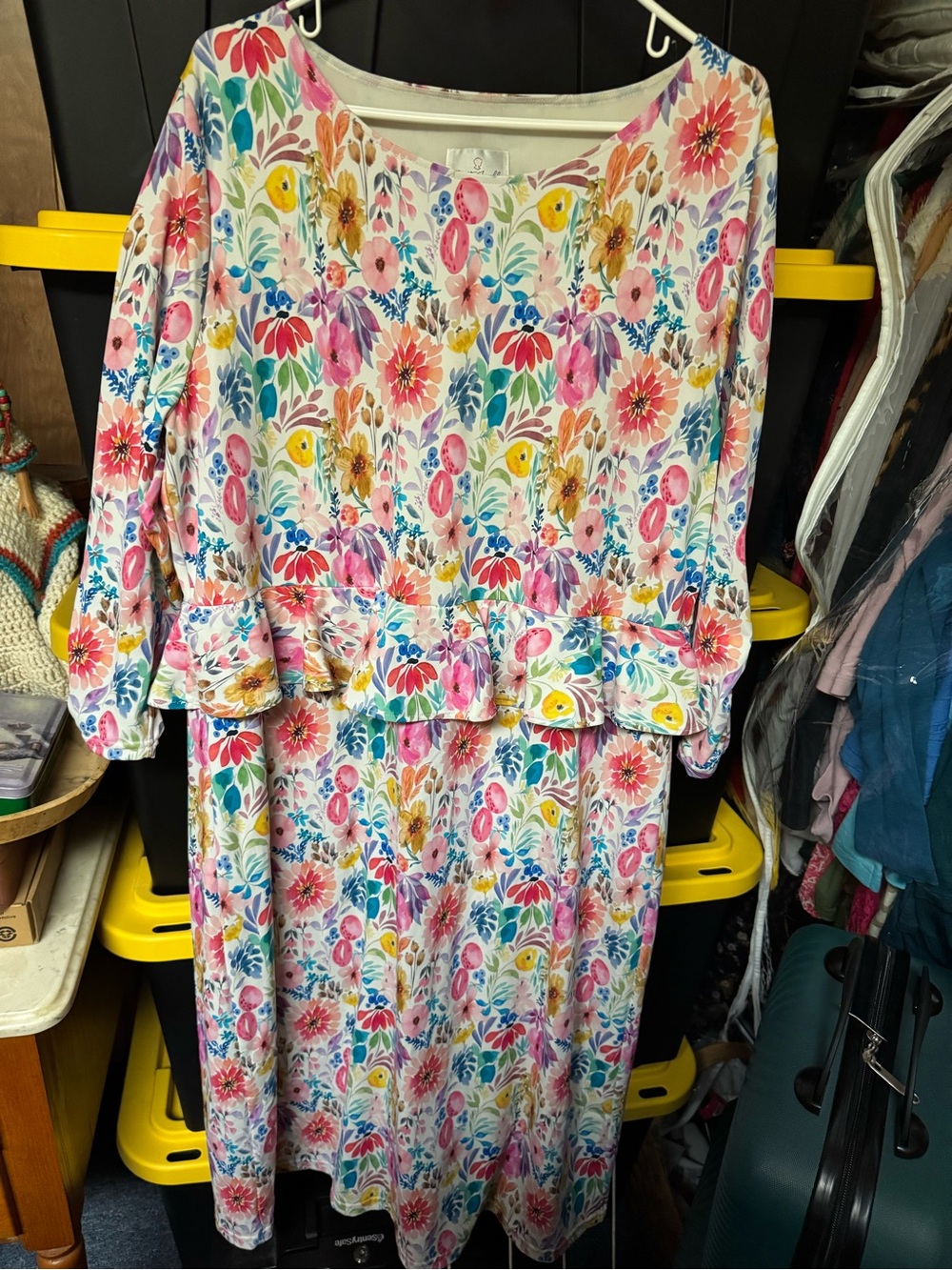 Dainty Jewells Floral Multicolor Peplum Waist Midi Dress